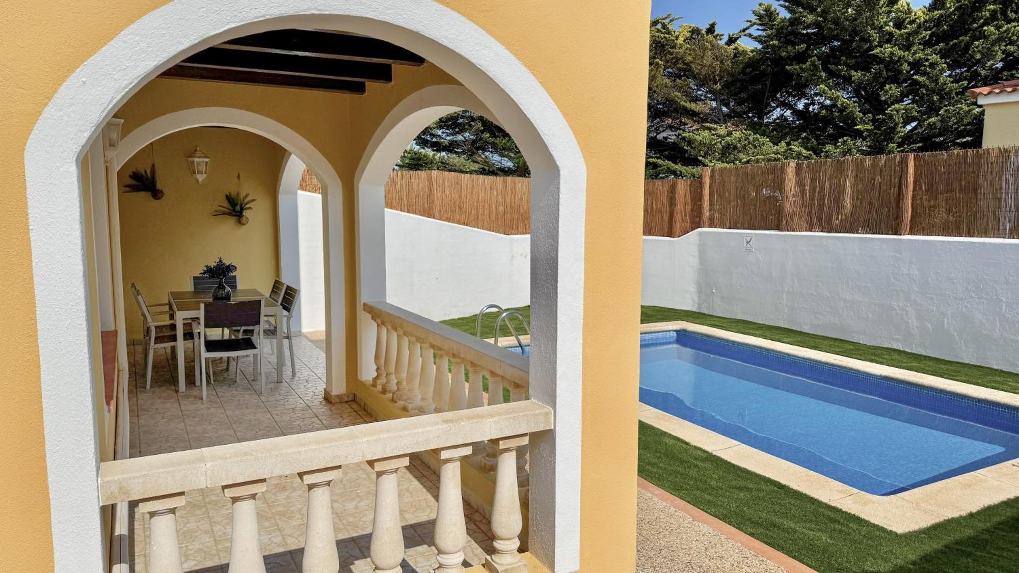 Chalet Villafranca Menorca con piscina privada Cala en Bosch Esterno foto