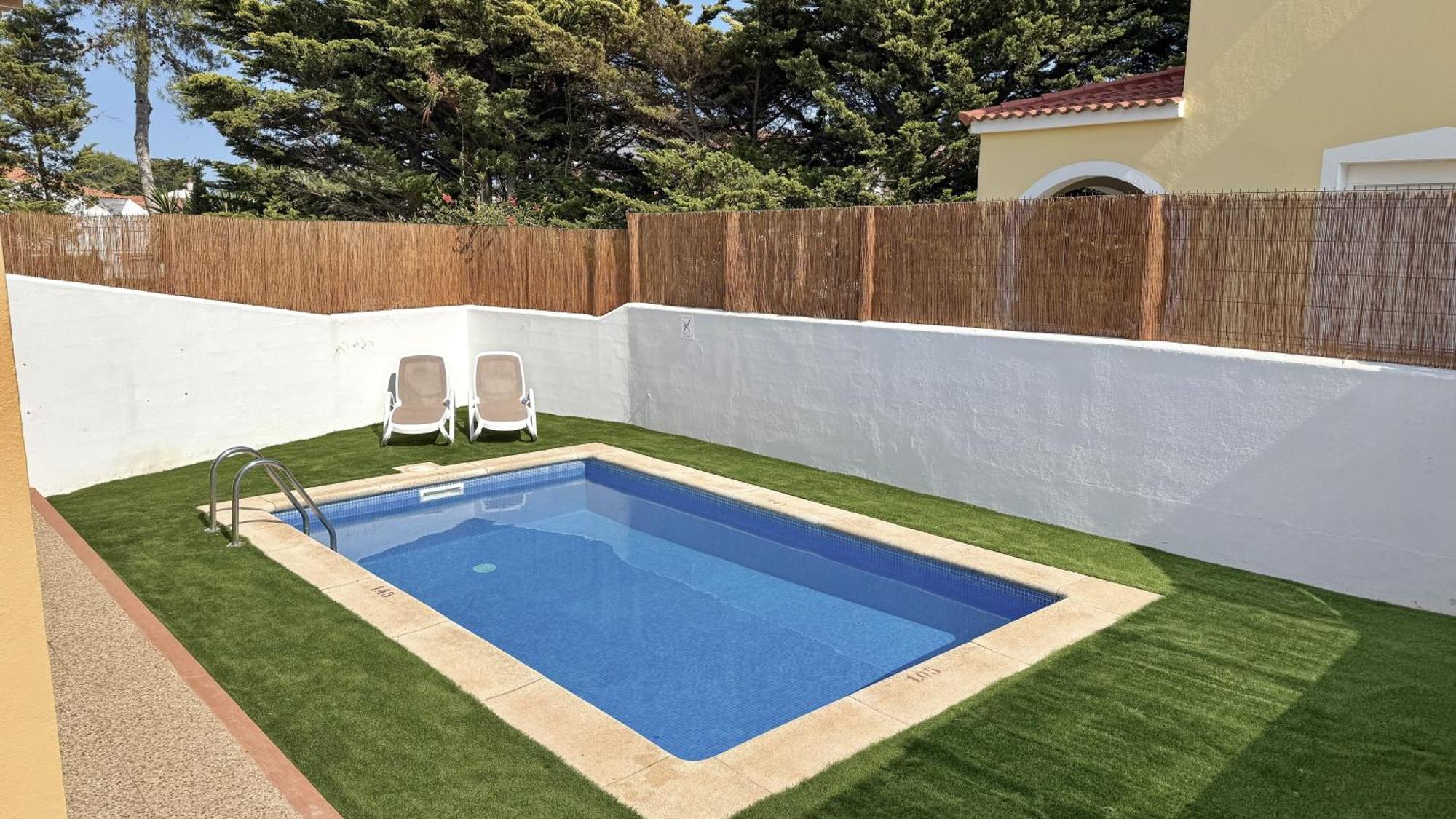 Chalet Villafranca Menorca con piscina privada Cala en Bosch Esterno foto